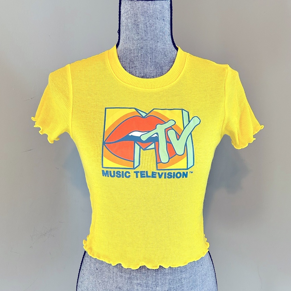 MTV Ribbed Graphic Short Sleeve T Shirt Size S